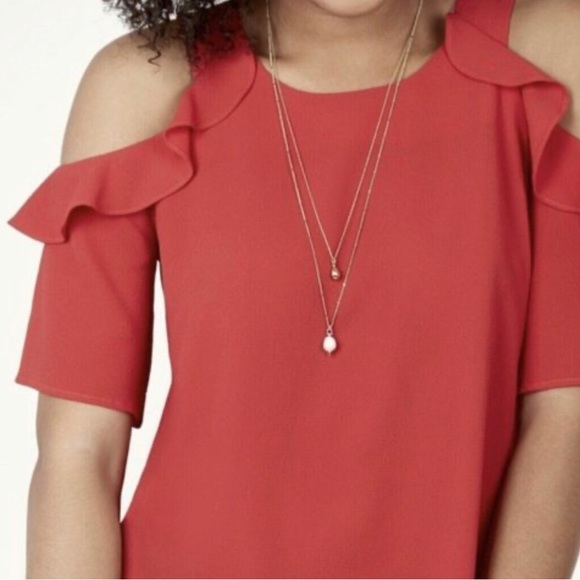 Stella & Dot Red Cold Shoulder Blouse 2XL - Picture 4 of 4